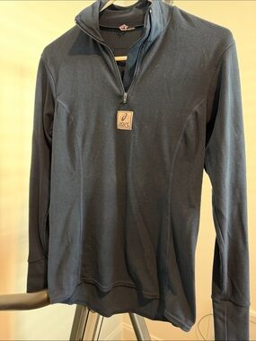 Asics Navy Long-Sleeve Quarter Zip Pullover Corium cold weather running top